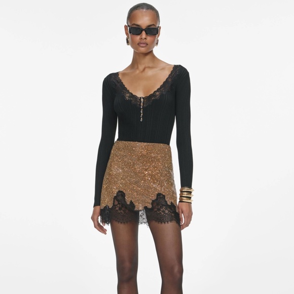 Self-Portrait Dresses & Skirts - self-portrait Brown Crystal Chainmail Mini Skirt - Size: XS MSRP $645 - NWT